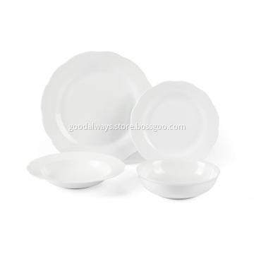 Round flower shape white AB grade dinnerware sets